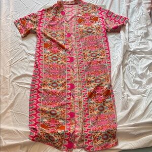 Pink and Orange Patterned Swim Coverup